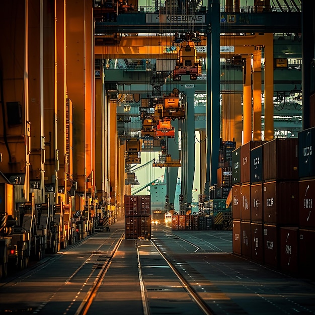 Photo a large ship is docked in a large harbor