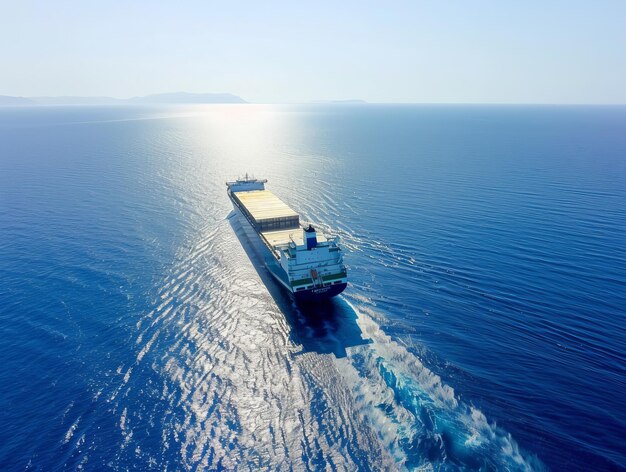 Photo a large ship is sailing on the ocean and is heading to sea