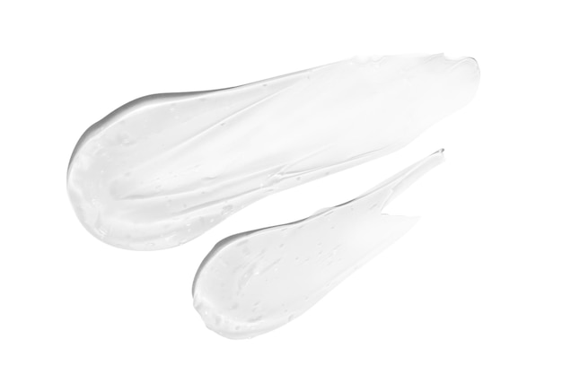 A large smear or drop of a transparent gel serum On an empty transparent background