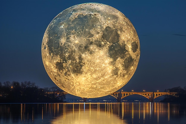 a large sphere with a full moon in the sky