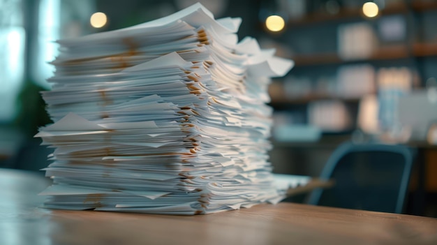 The large stack of documents