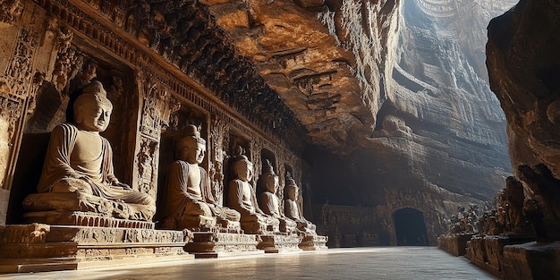 a large statue of buddha in a cave with the name quot on the bottom