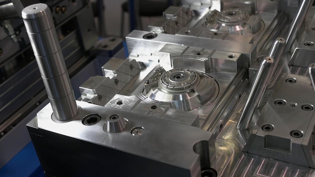 Large steel machine mechanism on the plant surface of some large factory machine