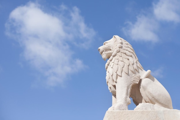 A large stone lion Fishermen's Bastion is a tourist center