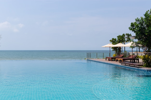 Large swimming pool with sun light effected