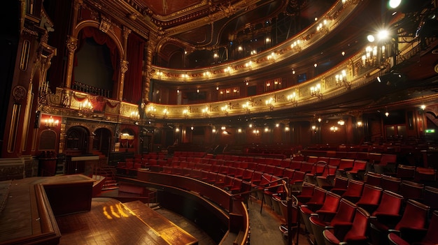 Photo a large theater with red seats and a stage