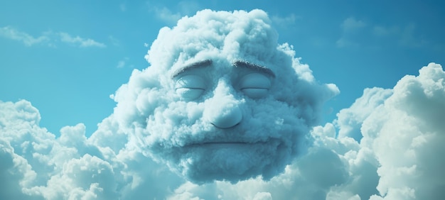 Photo a large thick cloud mimicking the face with a monocle emoji