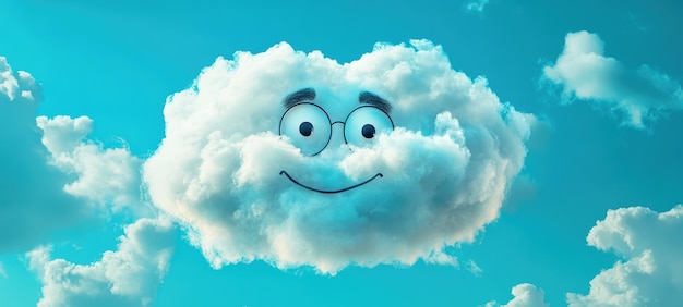 Photo a large thick cloud mimicking the face with a monocle emoji