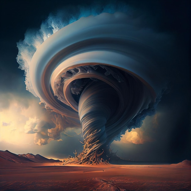 Large tornado in the middle of a desert generative ai