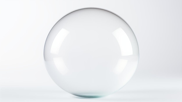 Photo large transparent spherical glass object with glossy surface