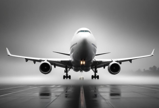 a large white airplane is on a runway with the words quot air quot on the side