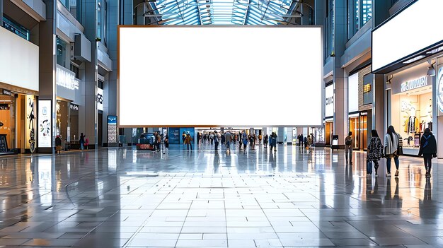 Photo a large white billboard prominently displayed in a shopping mall