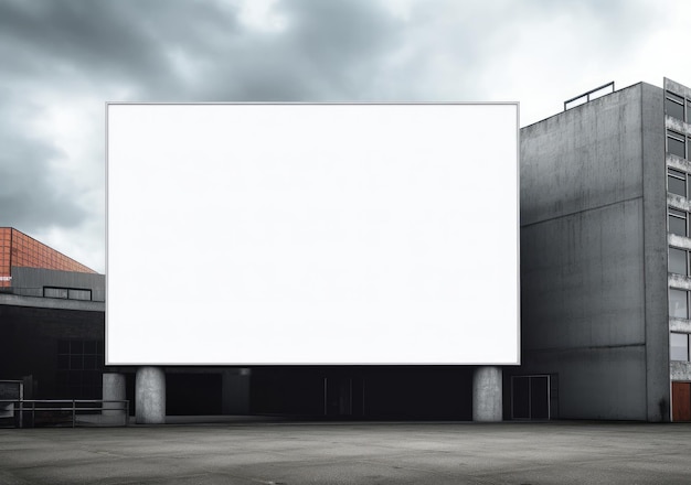 A large white billboard with a dark sky behind it