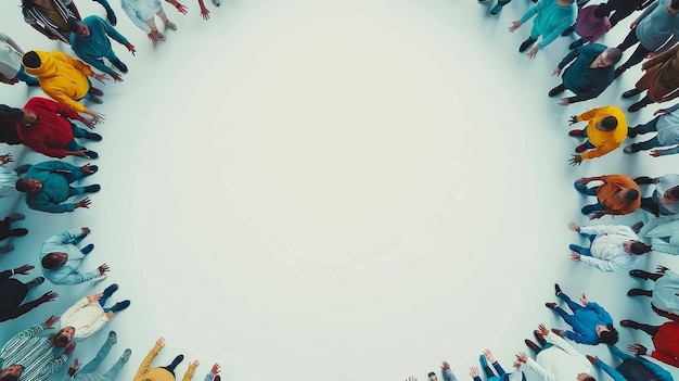 Photo a large white circle with people in it that says  the word  on it