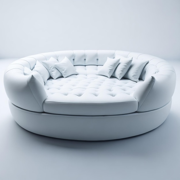 A large white couch with pillows and a pillow on it.