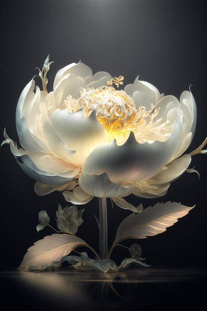 Large white flower sitting on top of a table generative ai