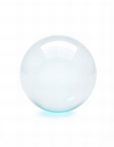 a large white glass sphere with a blue light on it