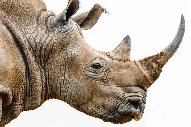 Photo large white rhino profile big horn extracted