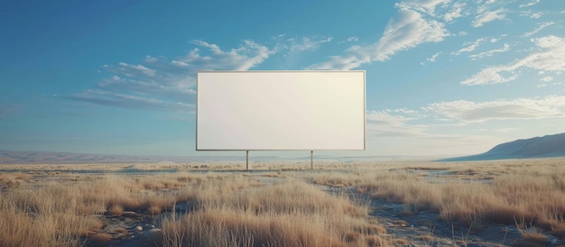 Photo a large white screen is in the middle of a desert