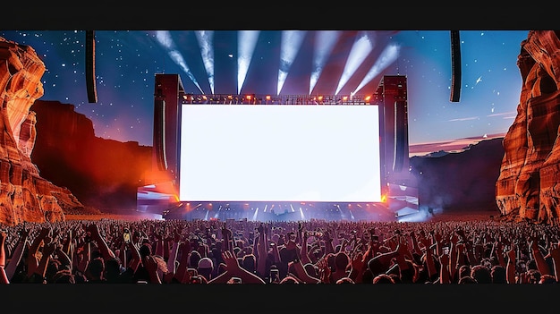 large white screen for the live concert