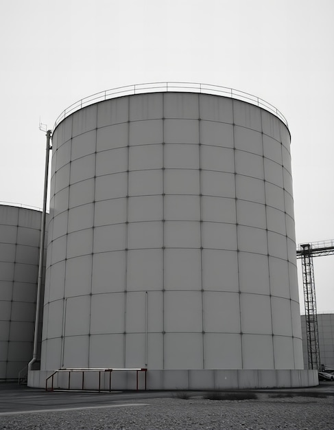 Photo a large white silo with a fence around it