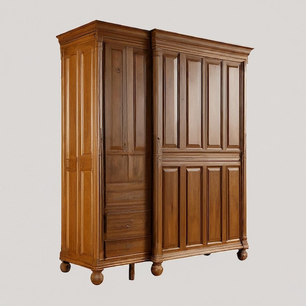 a large wooden cabinet with a large cabinet with a wooden door