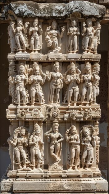 Photo a large wooden sculpture of a man and woman with the arms folded