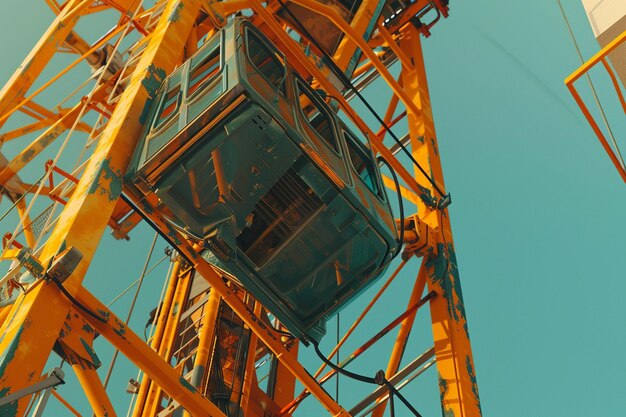 Photo a large yellow crane with the word  power  on it