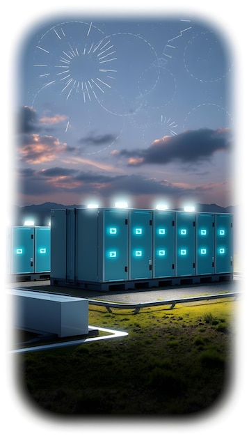 Photo the largest battery energy storage system park in the world isolated with white highlights