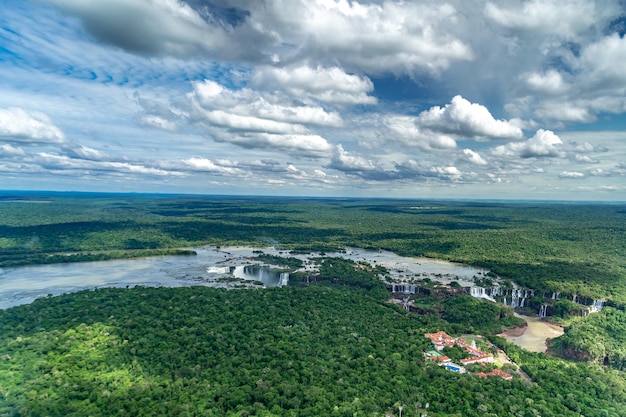 The largest system of waterfalls on Earth Iguazu view from a helicopter