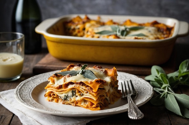 Photo lasagna with butternut squash and sage