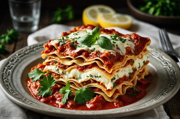 Lasagna with Creamy Ricotta and Fresh Parsley