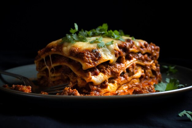 Photo a lasagna with a goldenbrown cheese crust