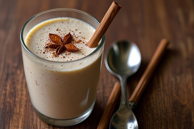 Lassi with a mix of plum and cinnamon