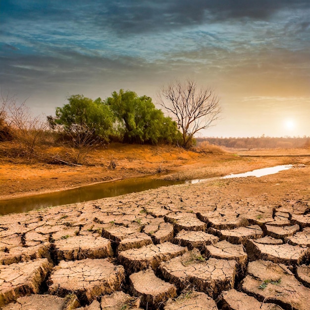 Last day in earth dry soil dry river drought texture of cracks and shadows on the ground