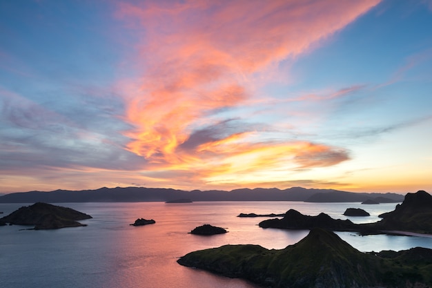 Last Ray of Sunlight From the Top of Padar Island at Sunset, Komodo National Park 