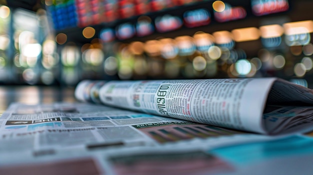 Photo latest financial news headlines on stock market newspaper