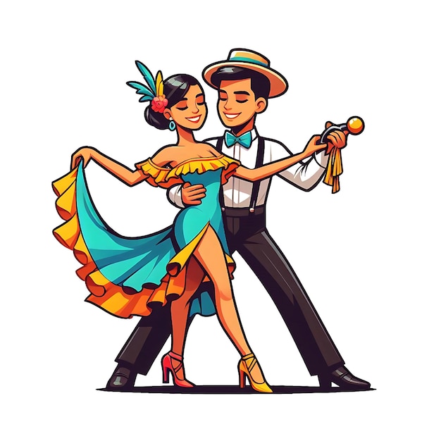 Photo latin american couple dancer vector illustration couple dance illustration