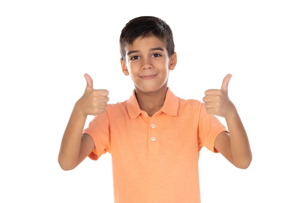 Latin dark hair child with thumb up