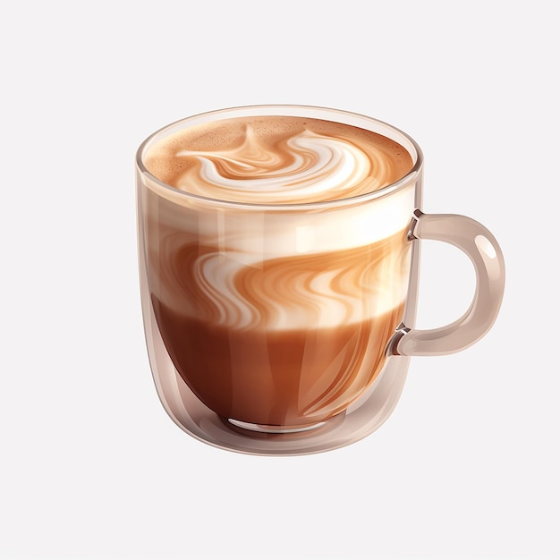 Latte Isolated on Transparent Background