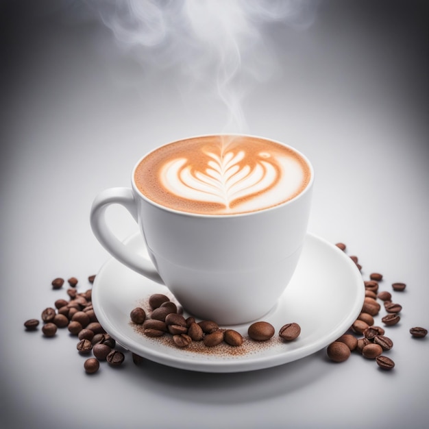 Latte with coffee beans cappuccino professional photography