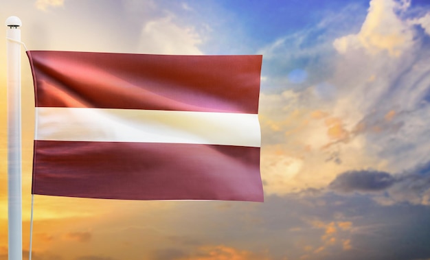 latvia country flag, isolated 3d waving flag,