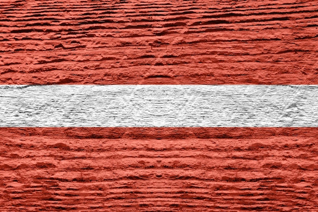 Latvia flag with wooden texture