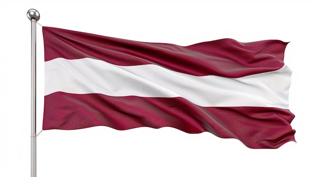 Photo latvian flag flying on white backdrop with transparent trail