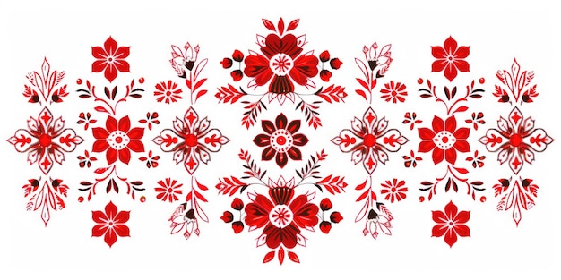 Photo latvian ornament national red and white cross embroidery print