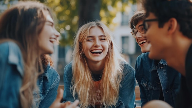 Laughing Friends Outdoors