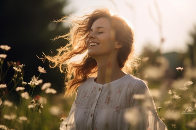 Photo laughing nature meadow adult