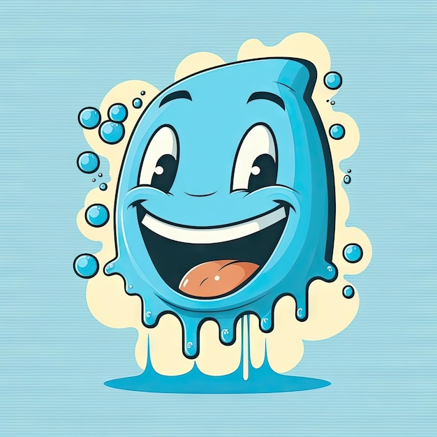 Laughing water bubble ai generated drink personage cartoon character illustration Comic water splash refreshing personage Drop with cute happy face nutrition aqua product kawaii emoticon