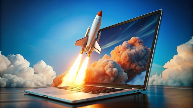 launchingspacerocketfromlaptopscreen