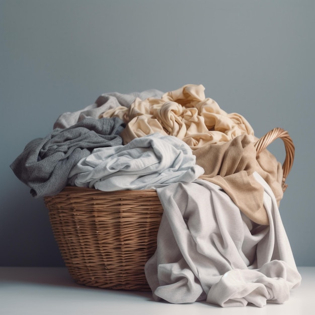 Photo a laundry basket with clothes in front of a dryer